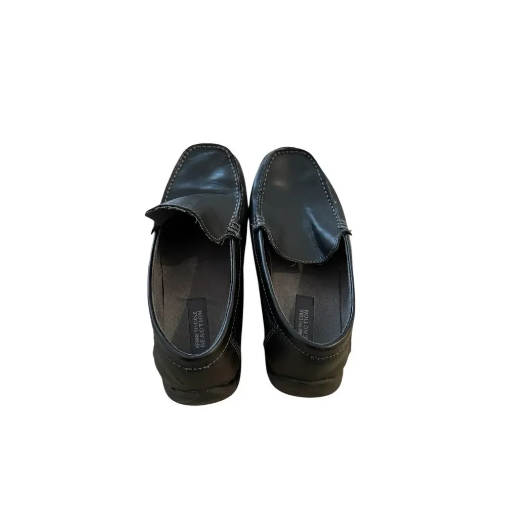 Kenneth Cole Reaction Black Leather Driving Loafer Size 7 - Comfort Slip-On